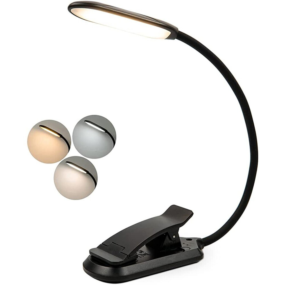 Rechargeable Book Light USB Night Lamp 3 Colors 10 Brightness LED Reading Lights with Clip