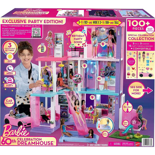 Barbie 60th Celebration DreamHouse Playset 2 Exclusive Dolls Car Pool 100 Piece on OnBuy