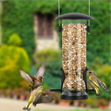 (Metal Seed Feeder) Wild Bird Hanging Seed Feeder Peanut Nut Feed Fat Ball Feeders Garden Birds