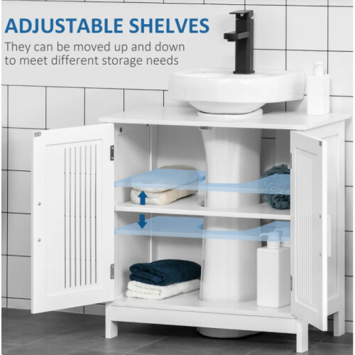 Under Sink Cabinet Bathroom Vanity Unit White Storage Shelf Modern Cupboard Unit 1