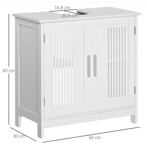 Under Sink Cabinet Bathroom Vanity Unit White Storage Shelf Modern Cupboard Unit 2