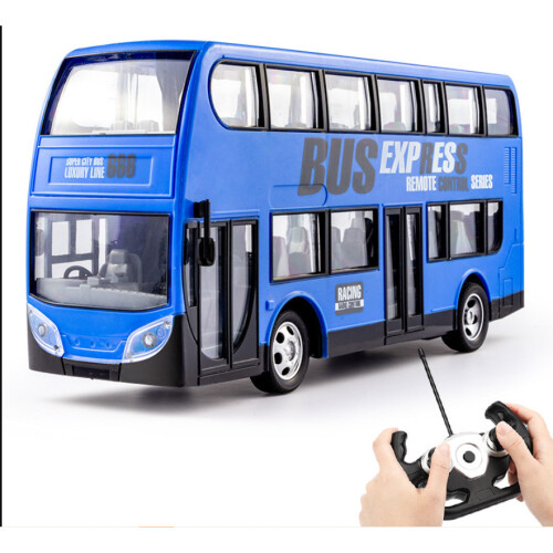 (blue) USB charging large double-decker bus toy 2