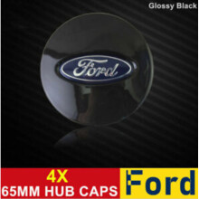 4X 65MM Wheel Centre Caps Car Rim Badge Emblem Glossy Black Fits Ford