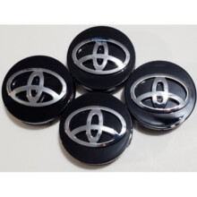 4X Toyota Wheel Rims Center Caps Black/Chrome Logo 62Mm Camry/Corolla