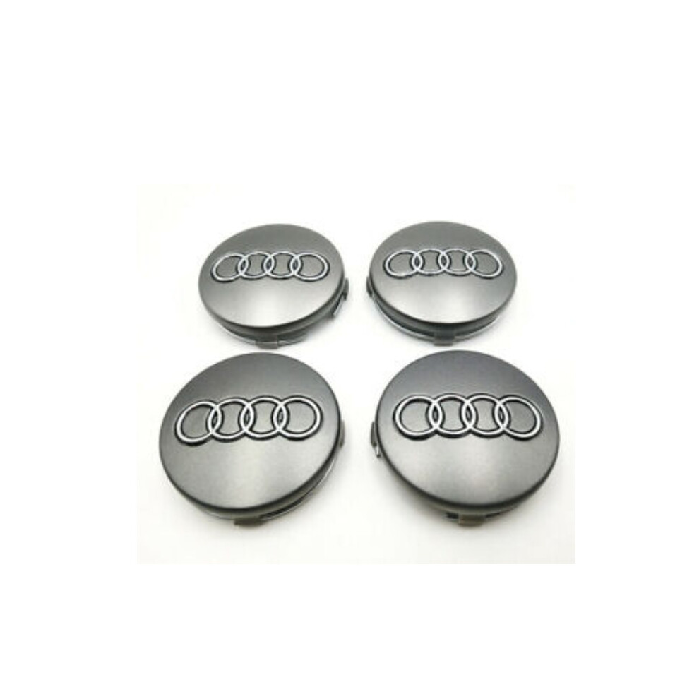 Newjass 4Pcs 2.36Inch 60Mm Car Rim Wheel Center Hub Caps Emblems For Audi Gray