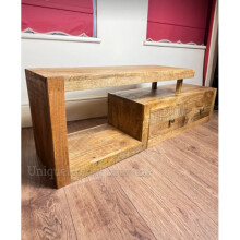 Rustic TV Stand Solid Wood Media Unit Vintage Industrial Wooden Cabinet