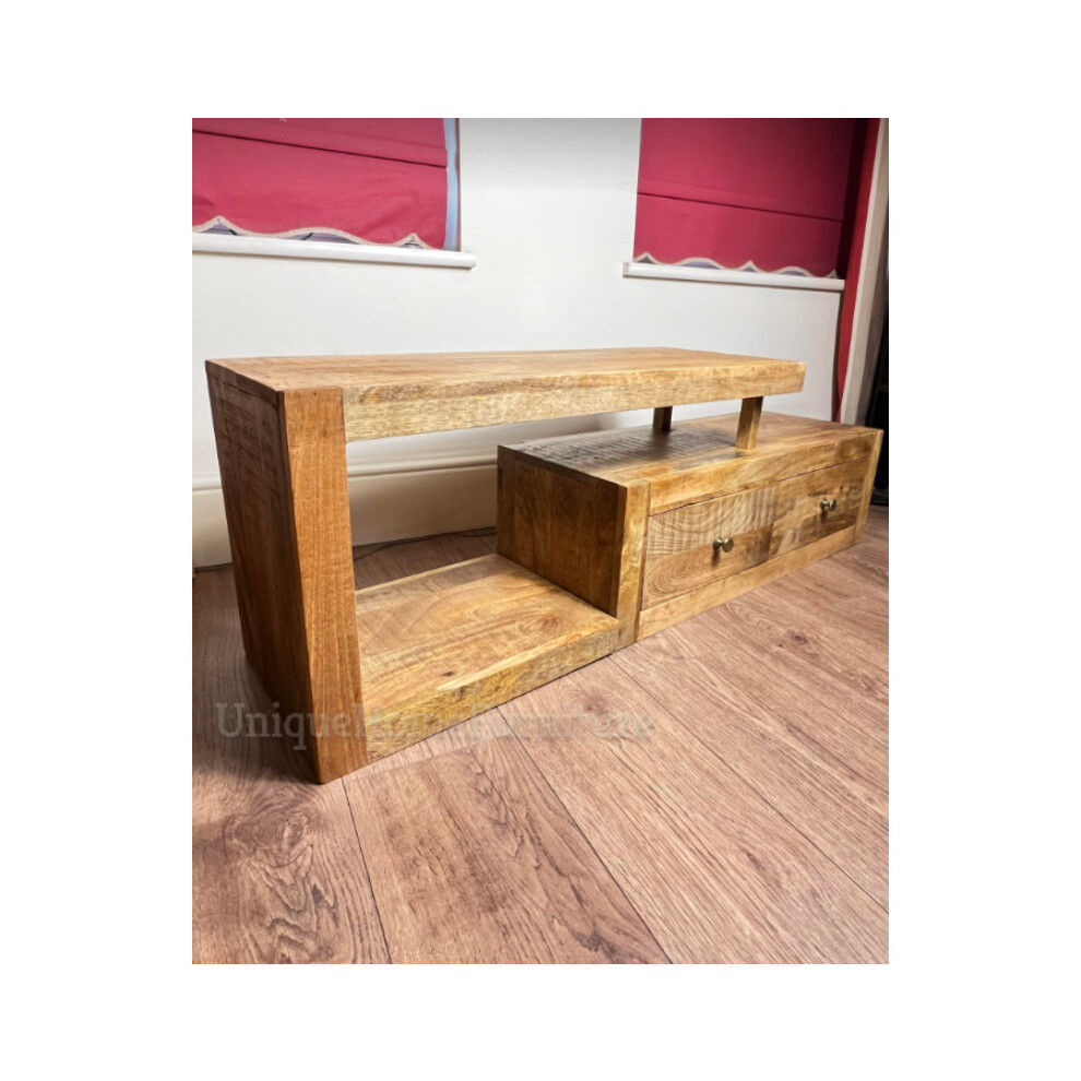 Uhf Rustic Tv Stand Solid Wood Media Unit Vintage Industrial Wooden Cabinet
