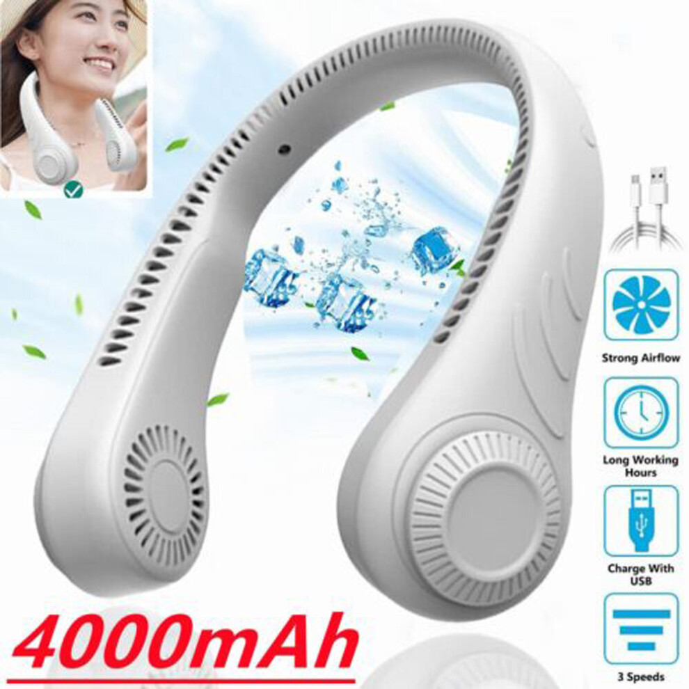 Hands-Free Neck Fan Hanging Bladeless Cooling Fan USB Rechargeable