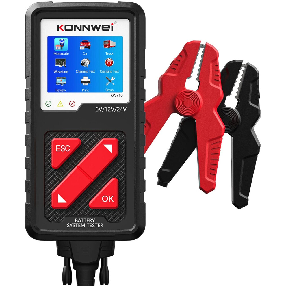 Konnwei Kw710 Car Battery Tester 6V 12V 24V Automotive 100-2000 Cca Digital Auto Battery Analyzer Alternator Starter Tester For Car Truck Marine 716709399290