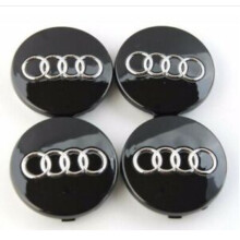4 X AUDI CENTRE CAPS BLACK 60MM ALLOY WHEEL BADGES FITS A3 A4 A5 A6 A7