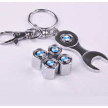 4Caps +1Wrench Keychain Car Wheel Tire Valves Tyre Air Caps BMW Emblem