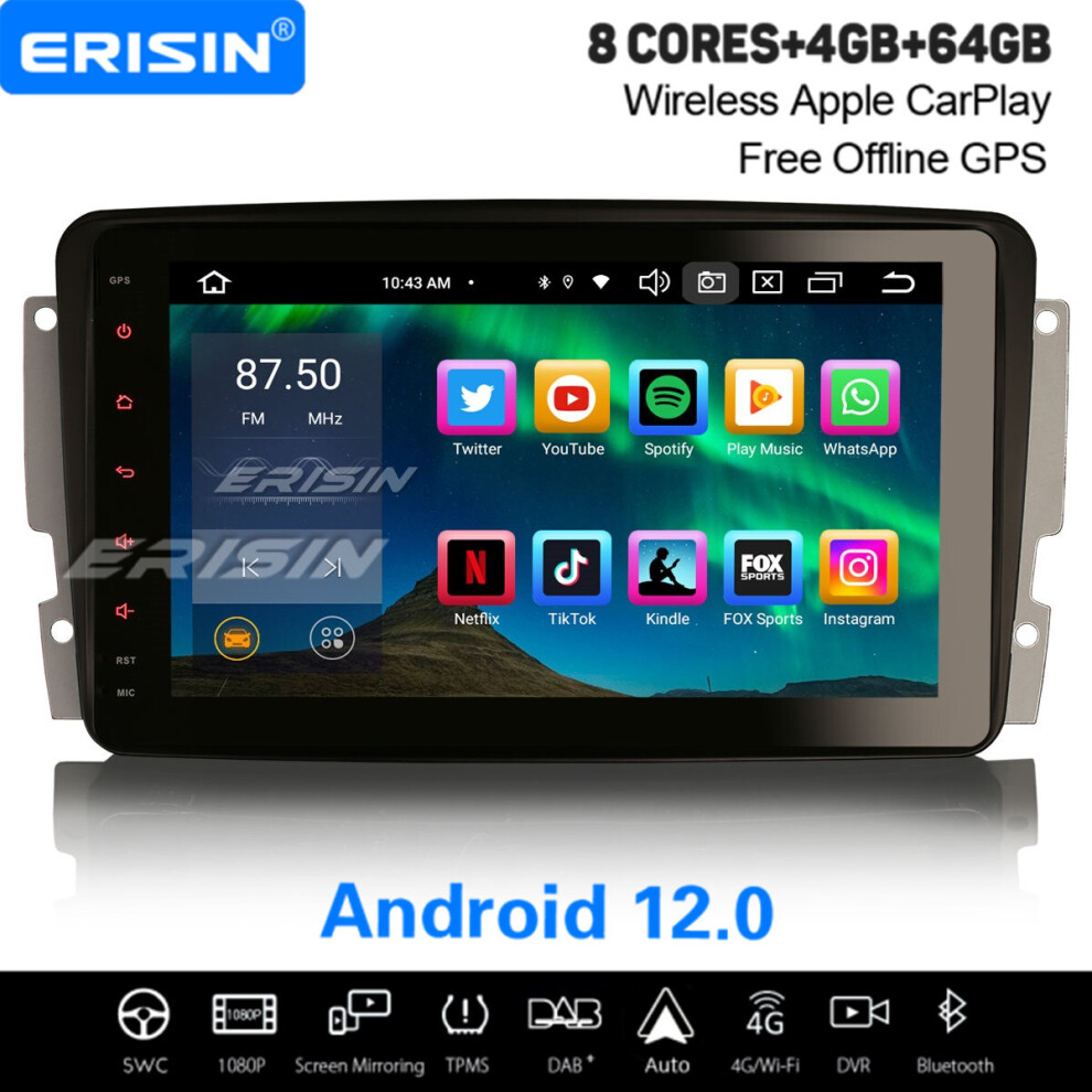 8" 8-Core Android 12 Car Stereo Mercedes-Benz C/G/Clk Class W203/209 Vito Viano Dab+ Carplay Satnav 64Gb 737655236309