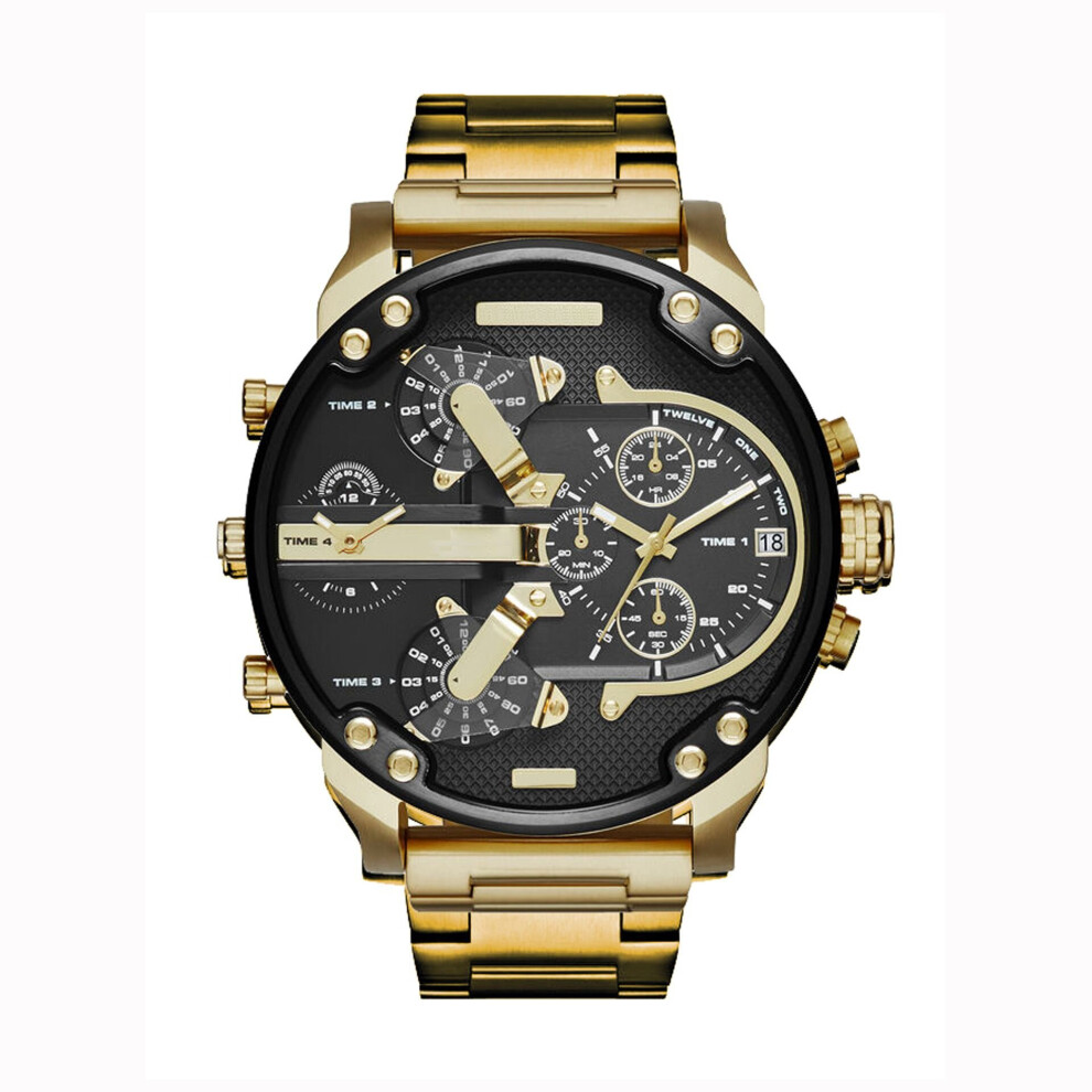 (Oro) Large Fashion Personality Dial Mens Watch Alloy Steel Band Leisure Watch Quartz