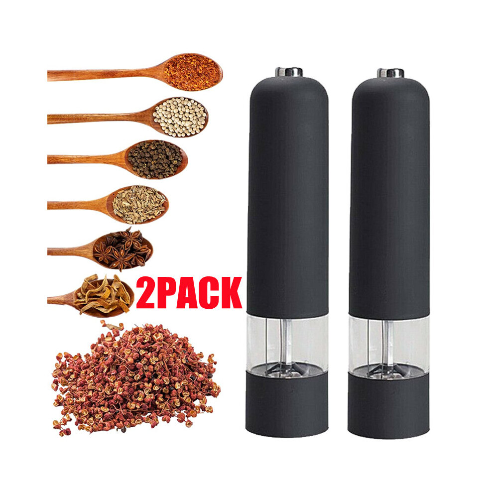 2pcs Light Up Electric Salt Pepper Mills Grinder Adjustable Coarseness