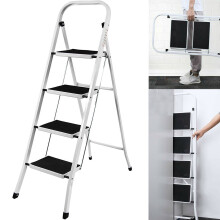 (4 Steps) Step Ladder Foldable Stepladder with Anti-Slip Feet for Kitchen Home Office Metal Steel Ladder