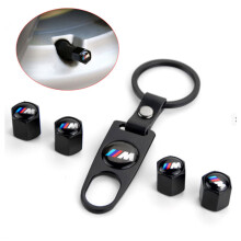 For BMW 4PCS Chrome Car Tyre Air Dust Valve Stem Cap With Keyrchain