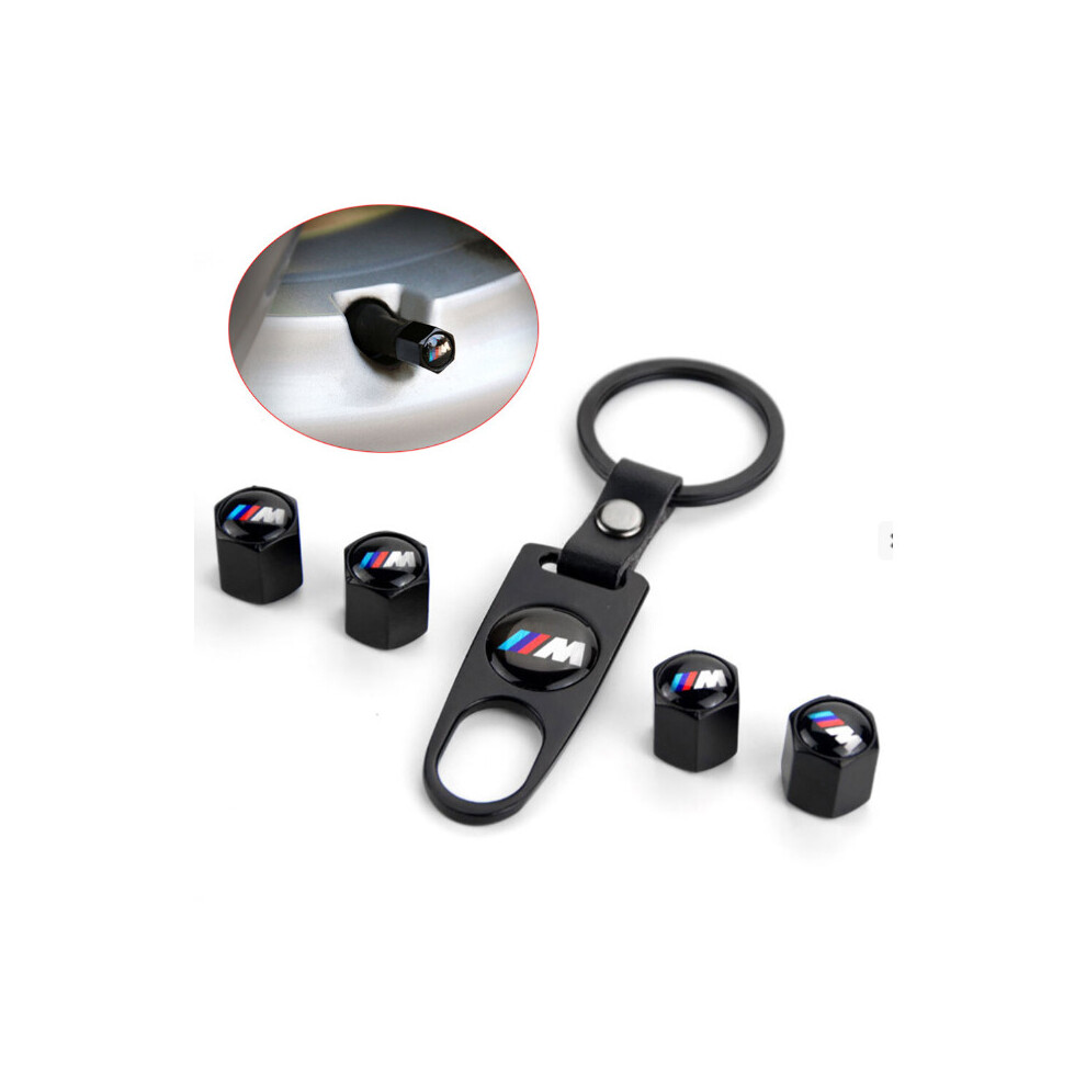 For Bmw 4Pcs Chrome Car Tyre Air Dust Valve Stem Cap With Keyrchain 5701510963155