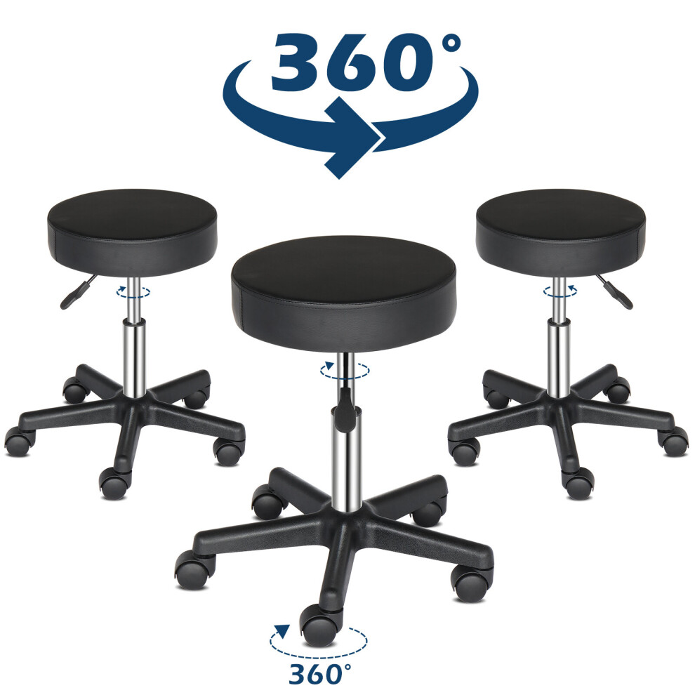 Rolling Bar Stool Leather Seat Salon Barber Chair Height Adjustable