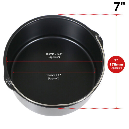 SPARES2GO Non Stick Bread Cake Baking Tin with Handle for Air Fryer Multi Cooker 7" 1