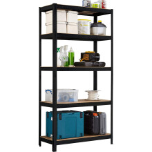 (Black) 5 Tier Boltless Garage Shelving Unit 150 x 70 x 30 cm Shed Warehouse Workshop Office Storage Shelves Metal Racking Adjustable