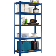 (Blue) 5 Tier Boltless Garage Shelving Unit 150 x 70 x 30 cm Shed Warehouse Workshop Office Storage Shelves Metal Racking Adjustable
