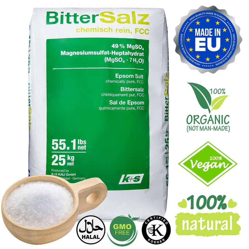 Epsom Salts 25KG Natural Bath Epsom Salt Spa Bathing Magnesium Sulphate Crystals