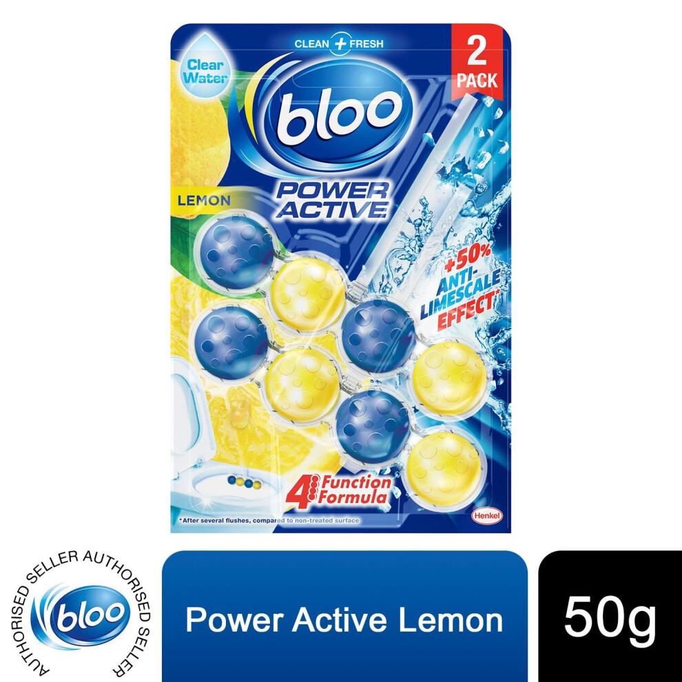 Bloo Toilet Rim Block Colour Active Lemon for AntiLimescale, 2x50g