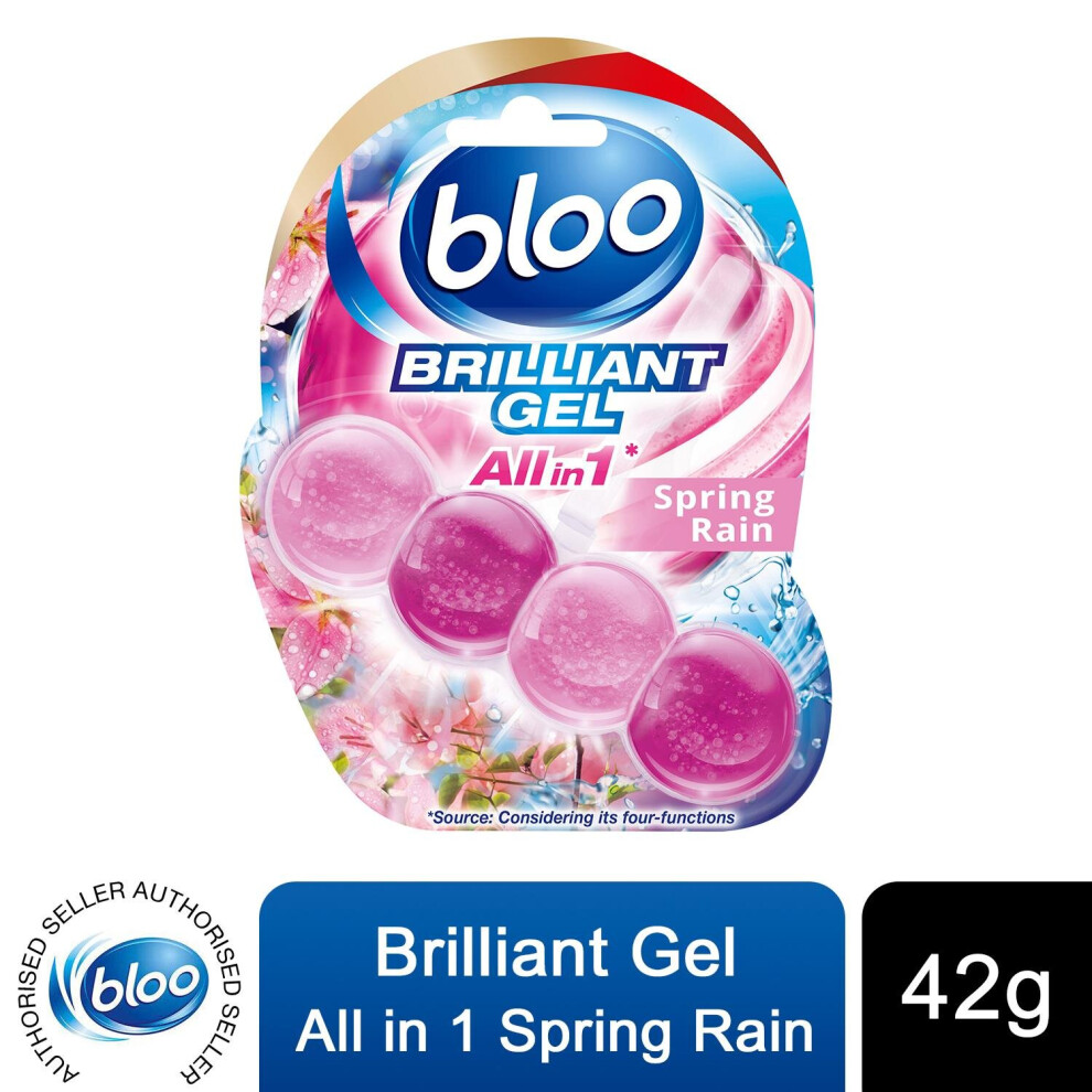 Bloo Toilet Rim Blocks Brilliant Gel, Cleaner Spring Rain Scent, 42g