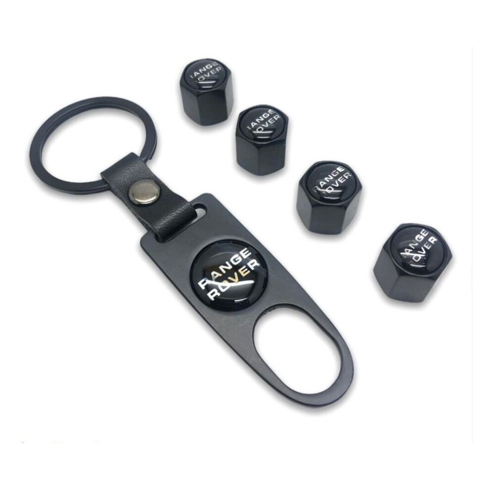 Range Rover 4pcs Black Car Tyre Air Dust Valve Stem Cap With Keyring