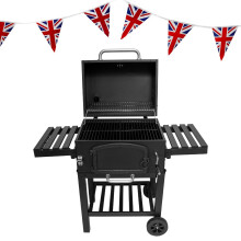 XL BBQ Smoker Charcoal Barbecue Grill Portable Outdoor & Union Jack Flag Bunting