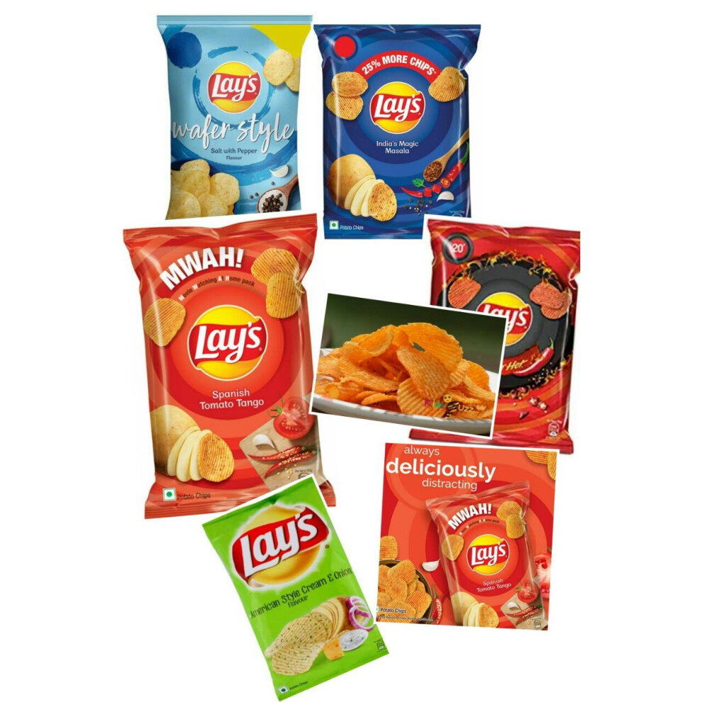 (Lay's American Style Cream & Onion Pack Of 4 ) Lay's Crispy Wavy Chips and Snacks