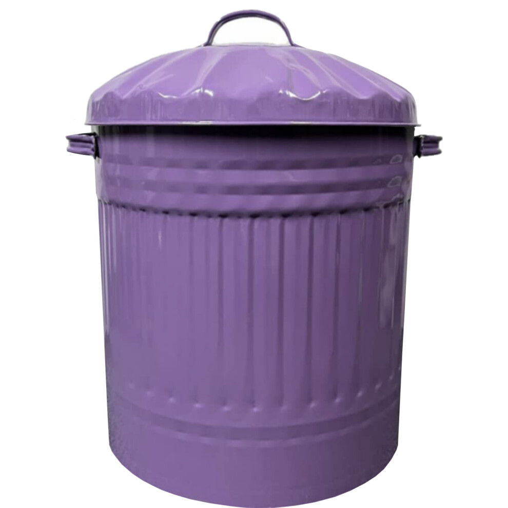 (Purple) Metal Dustbin Trashcan Kitchen Midi Bin 40L-45L