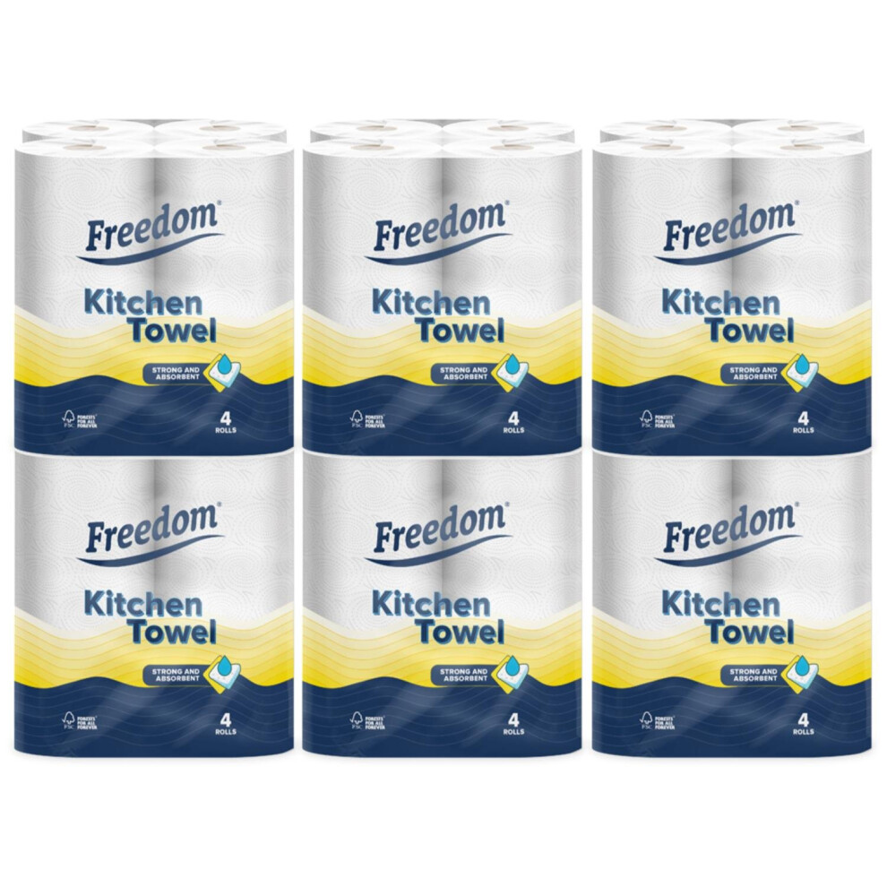 Freedom Super Strong & Absorbent MultiPurpose Kitchen Paper Roll, 24 Rolls