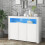 High Gloss Sideboard Display Cabinet with LED Lights 1