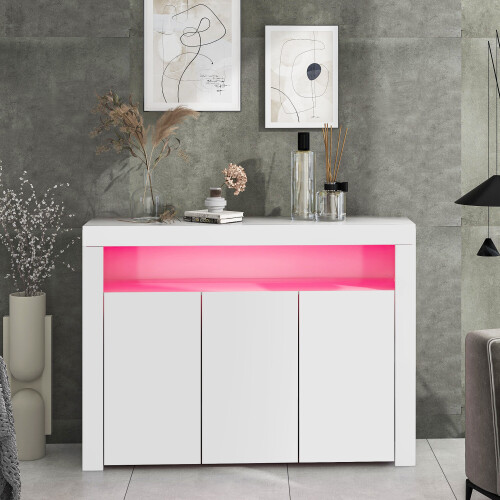 High Gloss Sideboard Display Cabinet with LED Lights 1