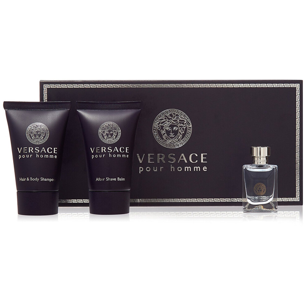 Versace Pour Homme Gift Set 5ml EDT + 25ml Hair & Body Shampoo + 25ml Aftershave Balm