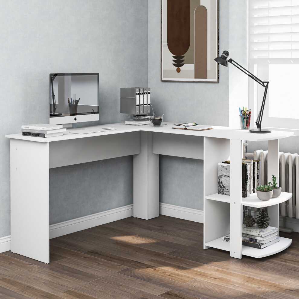 (White) Corner Desk Office Desk for Home L-Shaped Gaming Desk