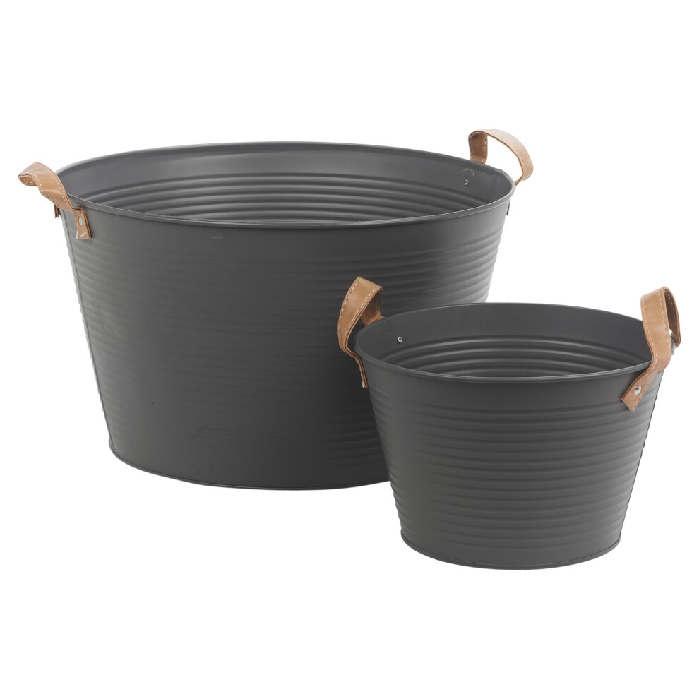 (1 Small Charcoal Grey and 1 Large Charcoal Grey) Bucket Style