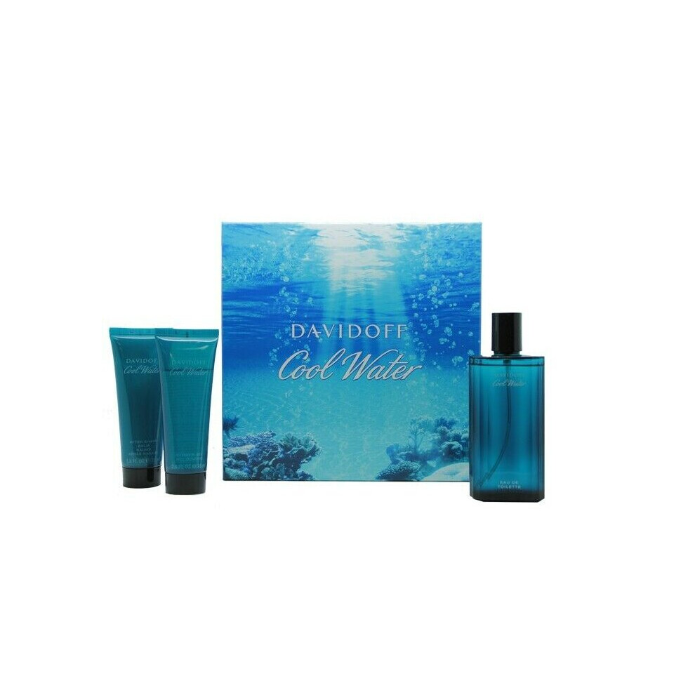 Davidoff Cool Water Gift Set 125ml EDT + 75ml Aftershave Balm + 75ml Shower Gel