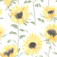 Catherine Lansfield Painted Sunflower Yellow Wallpaper Floral Flowers Textured