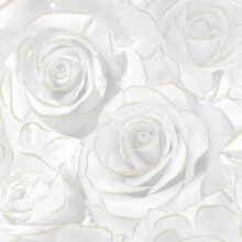Muriva Madison Glitter White Wallpaper Floral Rose Flower Textured Modern Gold