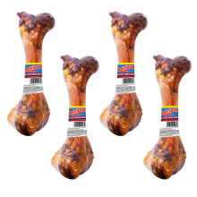 Pack Of 4 Roasted Pork Flavour Bones 20cm Large Dog Chew Treat Real Meat