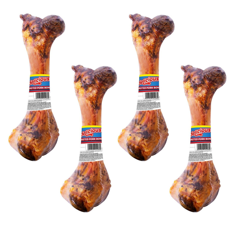 Yöl Pack Of 4 Roasted Pork Flavour Bones 20Cm Large Dog Chew Treat Real Meat