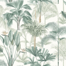 Arthouse King Palm Green Wallpaper Tropical Leaves Botanical White Modern