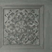 Fine Decor Carved Wood Panel Dark Grey Wallpaper Modern Floral Contemporary