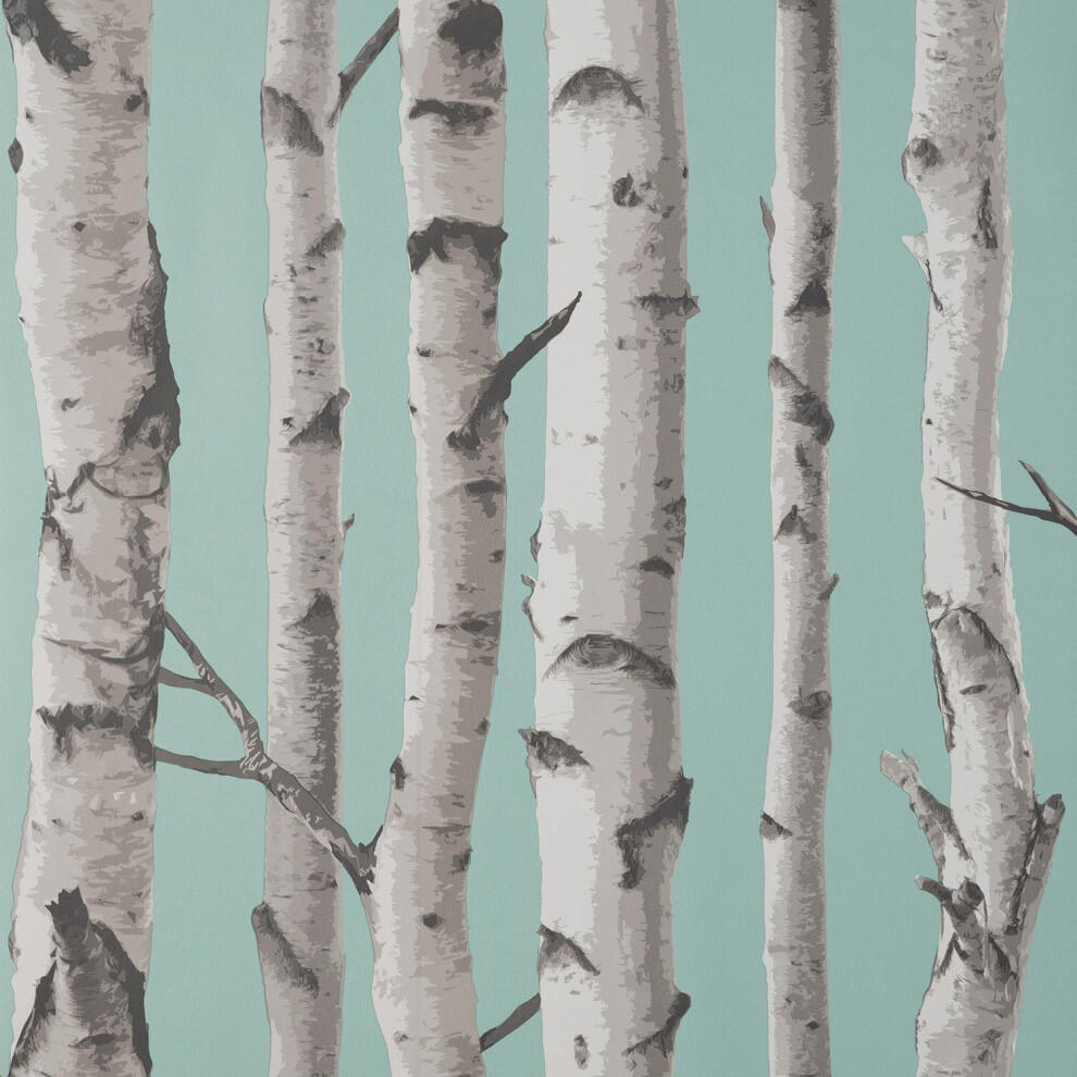 Fine Decor Birch Trees Duck Egg Wallpaper Modern Contemporary Paste The Wall