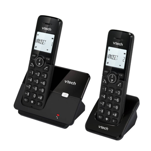 VTech CS2001 Twin Digital Cordless Home Telephone DECT Caller ID Black 2