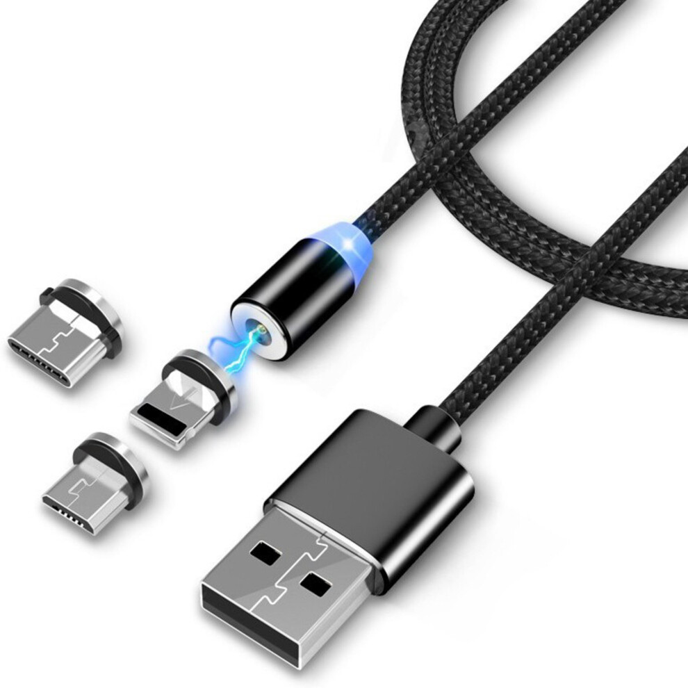 3 In 1 Magnetic Phone Charge Cable USB Micro USB Type-C Lightning