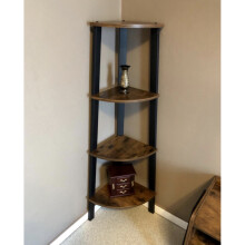 Corner Shelving Unit Small Vintage Industrial Bookcase Tall Rustic Storage Cabinet