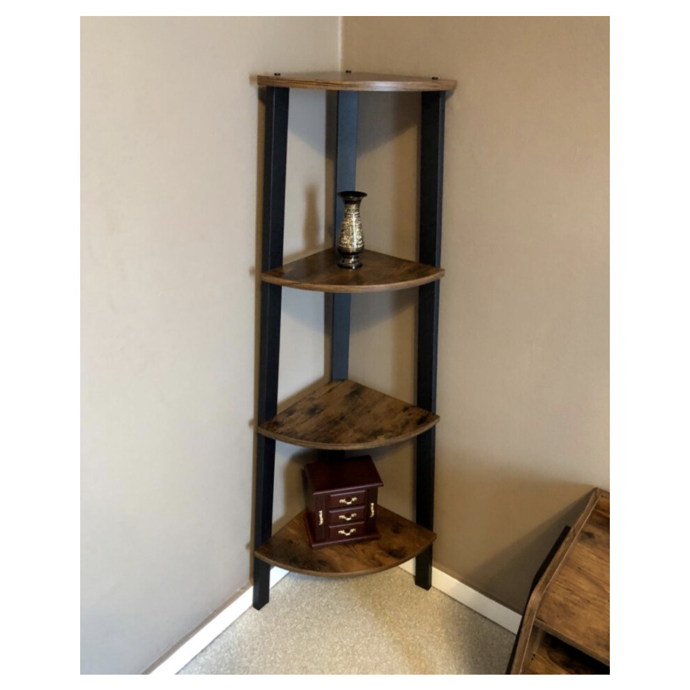 Corner Shelving Unit Small Vintage Industrial Bookcase Tall Rustic Storage Cabinet